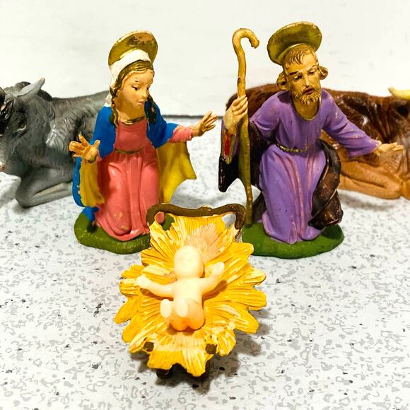 Depose Italy Italian nativity figures Mary Joseph baby Jesus Manger Donkey Cow - Picture 1 of 8
